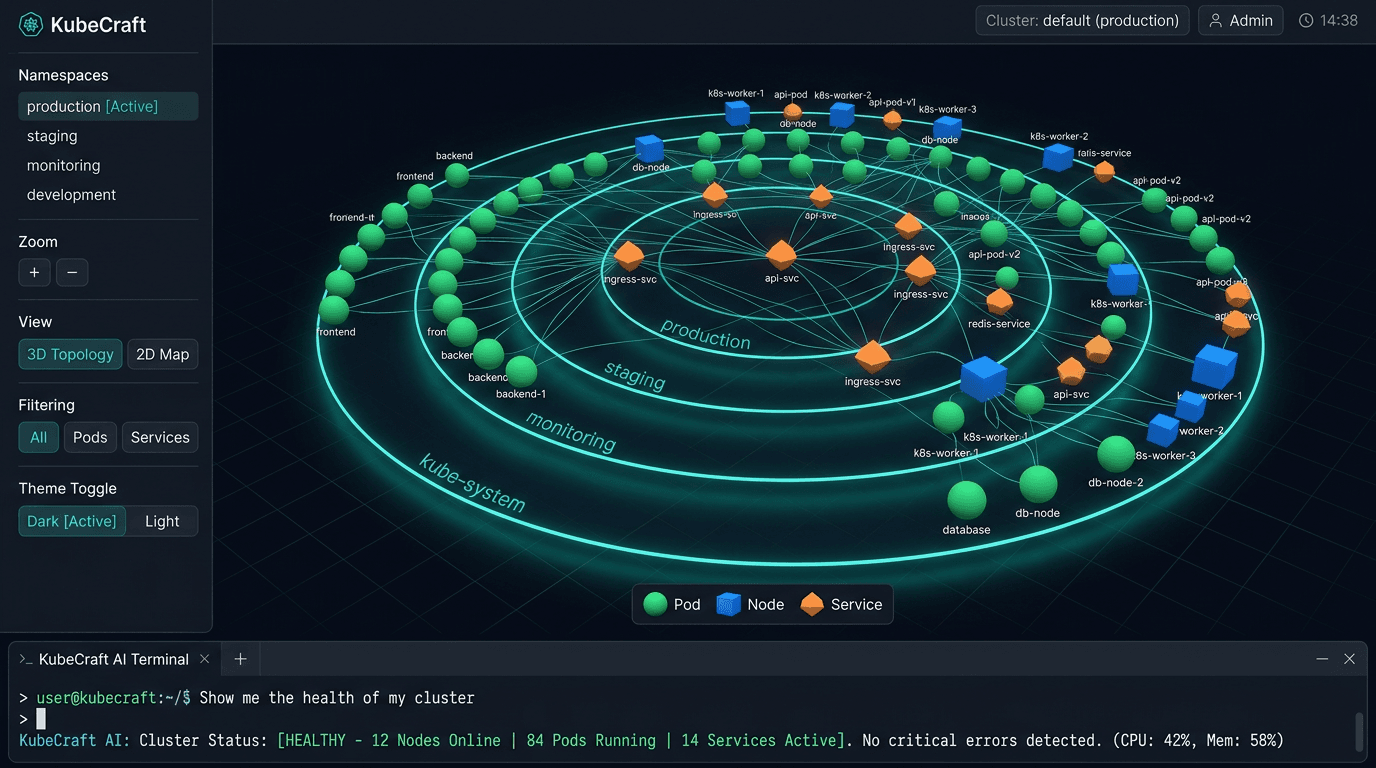 KubeCraft 3D Topology Viewer